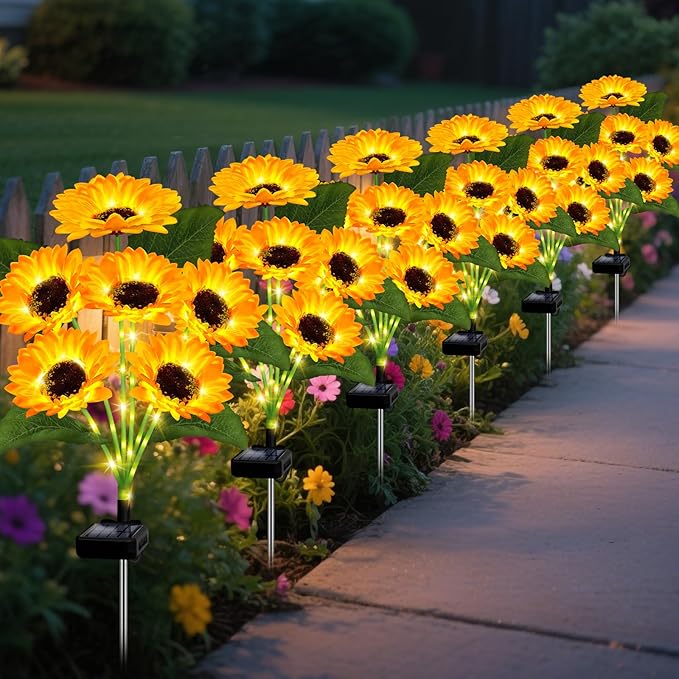 Solar lights on a cozy patio at night